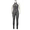 ADOGIRL KVINNOR SEXY HALTER DIAMONDS Bandage Jumpsuits Open Back Slim Night Club Rompers Högkvalitativa Ladies Overaller Kostym