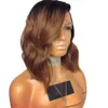 1bBrown Ombre Lace Front Wigs Remy Pre Plucked Lace Front Human Hair Wigs With Baby Hair Short Wavy Bob Wigs Glueless7735061