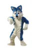 2018 usine chaude bleu Husky chien mascotte Costume dessin animé loup chien personnage vêtements noël Halloween fête déguisement