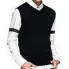2019 New Mens Knitted Vests V-Neck Sweater Fashion Casual Business 100%cotton Sleeveless Sweater Brand Clothes