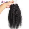 Afro Crépus Bouclés Micro Boucle Extension De Cheveux Crépus Cheveux Raides Noir Brun Blond 10 Couleurs En Option 100g 100s 12-26 pouces Direct Usine