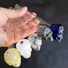 Sapphire color Skull Pyrex glass oil burner pipe 2mm thick Smoking Accessories for water bongs rig Hookah Bubbler Tools