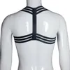 Sexy hommes chemise noire Sexy évider court maillot de corps sangle Nylon Gay Couple chemise sous-vêtements érotiques Costume fétiche mâle Fitness maillot de corps