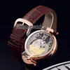 Bovet 1822 Tourbillon Amadeo Fleurie Automatic Skeleton Mens Watch Yellow Gold Black Dial Roman Markers Brown Leather TimeWatc8637508