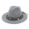 Chapeau de Jazz en feutre de décoration de bande de mode Fedora Panama chapeaux formels à bord plat Oktoberfest Fedoras Trilby Chapeau