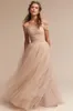 Robe de mariée en Tulle froncé, couleur chair, épaules dénudées, ceinture délicate, longueur au sol, ligne A, dos nu, 336r