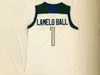 Męskie NCAA Chino Hills Huskies # 1 Lamelo Ball Koszykówka Jersey Home White Szyte Koszulki szkolne