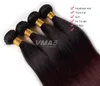 VMAe Ombre Färg Malaysisk Remy Virgin Human Hair Weft 1B 99J Burgundy 3 Bundles Silky Rak Hår Förlängning Vävar Två Ton Naturlig Soft