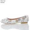 Beautiful Flat Heel White Pearl Wedding Shoes Comfortable Crystal Bridal Flats Customized Mother of Bride Shoes Plus Size 42 43272g