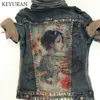 Blommor Skriv ut Trender Ny vinter mode designer Runway kostym Set Kvinnors blommiga byxor Set Kvinnor Denim Coat + Jeans 2 Piece Sets