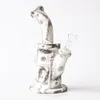 Afdrukken 8.5 inches Siliconen Waterpijp Recycler Bubbler Hookahs Unbreakabale Bongs met downstem en glazen kom