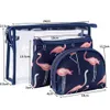 Lady Cosmetic Storage Bag Flamingo Design Portable Vattentät PVC Wash Bag Tre Piece Set Travel Package Hotel Hushåll XD23062