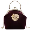 Female Velvet Pearl Handbag Shoulder Cross-body Bags Vintage Velour Heart Design Evening Bag Wedding Party Bride Clutch Bag Purse2290