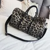 Totes Bag Frauen Pu Leopard -Druckdesigner Handtaschen 44 cm transparentes Gepäck Duffle Bag217r