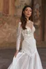 2020 Katy Corso Beach Abiti da sposa Manica lunga In pizzo con applicazioni di perline Abito da sposa all'aperto Una linea Abiti da sposa country Abiti da sposa