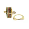 FashionGold Filled Top Quality Colorful Band Stack Stackable Fashion European Women Finger Safety Pin Ring6801548