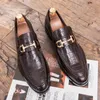 2020 Homens Formal Business Brogue Sapatos de Luxo Homens Crocodilo Sapatos Sapatos Masculinos Casual Genuíno Couro Casamento Festa de Casamento Mocassins