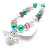 Julflicka halsband med snögubbe barn chunky bubblegum hänge halsband barn semester nyår fest smycken gåva