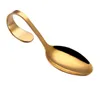 Skedar Hotell och Restaurang Använd Rostfritt Stål Canape Serving Spoon 5Colors Eco Friendly Food With Bendy Handle