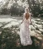 2020 Amazing High Neck Långärmad Bohemian Bröllopsklänningar Lace Keyhole Backless Skedeland Bröllopsklänning Plus Storlek Vestido de Novia