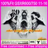 Inyección para SUZUKI GSXR 600 750 GSXR750 11 12 13 14 15 16 8HM7 Caliente Blanco Negro GSXR-600 K11 GSXR600 2011 2012 2013 2014 2015 2016 Carenados