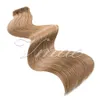 VMAE Extensions de cheveux humains brésiliens longs et lisses à clips pour femmes, couleur naturelle, brun blond, double tirage, 120 g