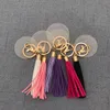 Chunky Multi Colors Available Gold Monogrammed Clear Acrylic Disc Long Tassel Keychain5cm Blank Disc with 8cm Suede Tassel Keyring