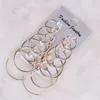 6 paren set vintage zilvergouden grote cirkele hoepel oorbellen voor vrouwen statement punk ear clip90217661289014