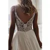 Simple V Neck Chiffon A Line Boho Beach Wedding Dresses Beaded Applique Formal Bridal Gowns Cheap Custom Bride Dress Vestidos De N8870217
