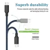 3ft 6ft USB -kabel typ C -kablar 2A Nylon flätad sladdfast laddare för iPhone Samsung Huawei Xiaomi mobiltelefon izeso