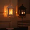 Ancien lampadaire européen bougeoir Londres forme de kiosque ouragan lanterne noir blanc fer verre Art Stand