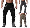 Venda Punk Boy London Zipper Capris Calças de Desporto Hiphop Workout Newyork Metal Decorativo Homens Calças Masculinas