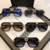 Vintage 664 Sonnenbrille für Männer Schwarz Goldgrau -Gradient Herren Square Sonnenbrille mit Box 2276