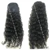 黒の女性の側面の巻き毛の描かれたポニーの人間の髪の女性のヘアエクステンションナチュラル1b 100g-160gのための有名人Ponytailヘアスタイル