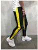 Men Hipster Jogger Gym Training Track Side Color Stripe Track Ankle Zip Pants249D