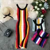 Fashion-Gagarich Striped Moda Kobiety Sukienki 2019 Wiosna Lato Robe Femme Bodycon Sweter Sukienka Bez Rękawów Stretch Knitted Vestidos