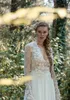 Modeste Une Ligne Maisonsignore Robes Col En V À Manches Longues Tulle Dentelle Applique Creux Ruché Robe De Mariée Balayage Train robe de mari￩e