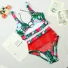 2020 Sexiga Brasilianska Bikini Kvinnor Baddräkt African Print Bandage Badkläder Mesh Thong Bikini Set High Waist Bathing Suit Plus Size