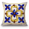 Azul e cor de ouro capa de almofada boho estilo boêmio salão chaise lance fronha funda étnica cojin decorativo cojines