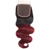 Ombre brasiliansk kroppsvåg Mänskliga hårbuntar med stängning 4x4 Gratis del 1b / 99j Två ton Virgin Human Hair Extension