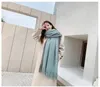Wholesale- Korean version of the new simple two-color mosaic scarf imitation cashmere tassel warm color matching men and women scarf