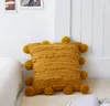 Fodera per cuscino con nappe floreali bianche con pompon Fodera per cuscino decorativa gialla grigia Decorazioni per la casa Federa per cuscino da tiro 45x45 cm289V