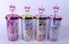 The latest Drinkware mixed color doll series with straws, sequined solid cups, double-layer plastic cup, support customization