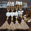 Womens Boheimian Fashion Long Chain Wood Peads Tassel Necklace Butterfly Heart Star Cross Turquoise Stone Bead smycken283c