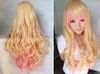Wig Hot Sell Fashion Popular new Blonde & pink mix long curly hair wig