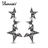 Fashion-Star Drop Earrings For Women Vintage Silver Color Abstract Rhinestone Geometric Long Dangle Earrings Fashion Jewelry