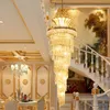 LED Moderne Pendelleuchten Luxus Villa Hotel Große Technik Kristall Deckenleuchte Gold Europa Stil Foyer Lampen Wohnzimmer