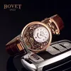 Bovet Swiss Quartz Mens Watch Amadeo Fleurier Steel Case Skeleton Black Dial Watches Black Leather Strap Watches Cheap Timezonewat2287