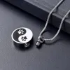 IJD10745 yin-yang crematie sieraden gesneden hond kat poot print herdenking urn sieraden voor as gemaakt van 316L roestvrij staal274r