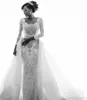 2022 Beading African Wedding Dresses Luxury Crystals Long Sleeves Detachable Train Bridal Gowns Custom